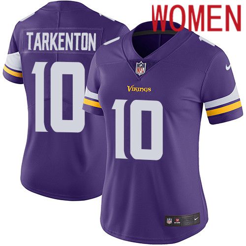 Women Minnesota Vikings #10 Fran Tarkenton Nike Purple Vapor Limited NFL Jersey->women nfl jersey->Women Jersey